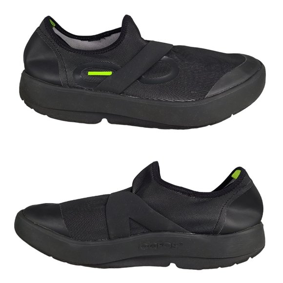 OOFOS Men's OOmg Fibre Low Shoe 12 EU 45 Black Stretch Recovery Comfort Washable - Picture 3 of 8